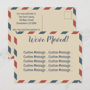 Vintage Airmail Stripes, Travel Industry Postcard