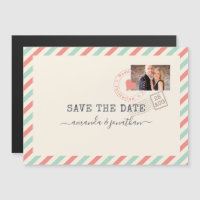 Vintage Airmail Wedding Save the Date photo
