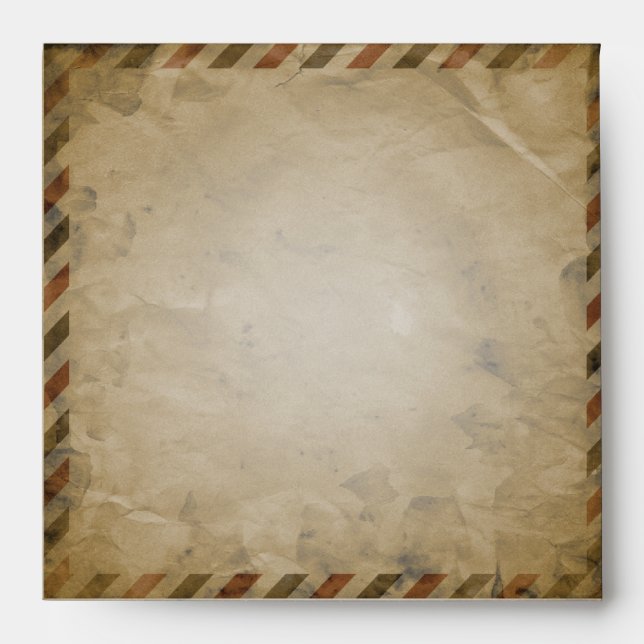 Vintage Airmail with Aged Paper Lining Square Envelopes (Front)