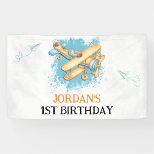 Vintage Airplane 1st Birthday Party Banner