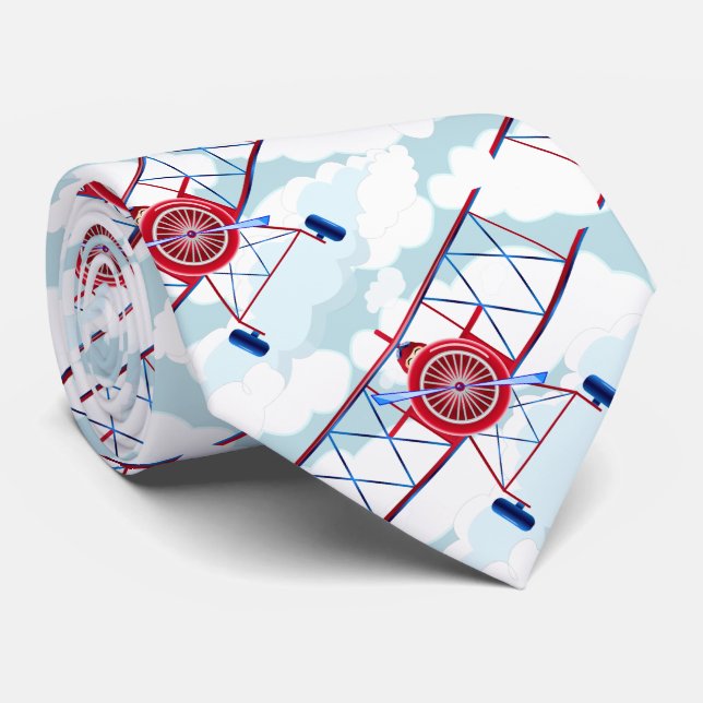 Vintage Airplane Airforce Airshow Aviator Tie (Rolled)