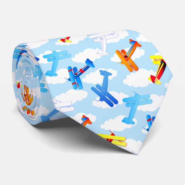 Vintage Airplane Airforce Airshow Aviator Tie (Rolled)