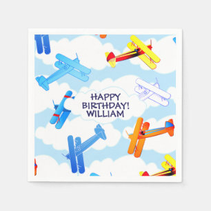 Vintage Airplane Airforce Aviator Birthday Party Napkin