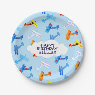 Vintage Airplane Airforce Aviator Birthday Party Paper Plate