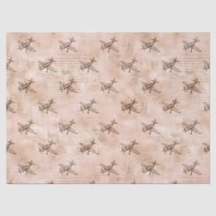 Vintage Airplane and Newsprint Decoupage Tissue Paper
