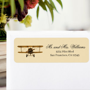 Vintage Airplane Antique Biplane Aviation Address