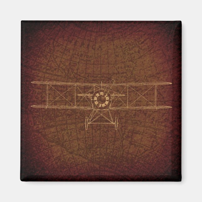 Vintage Airplane Antique Plane Diagram Vintage Map Magnet (Front)