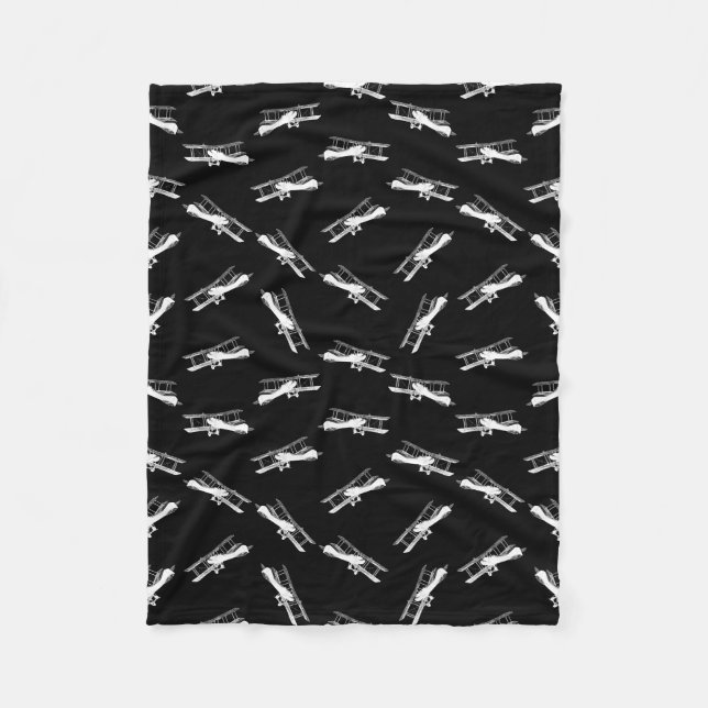 Vintage Airplane Art Flying Airplanes Planes Fleece Blanket (Front)