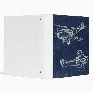 Vintage Airplane Art Newspaper Text & Script Style Binder