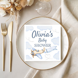 Vintage Airplane Aviator Baby Shower Napkins