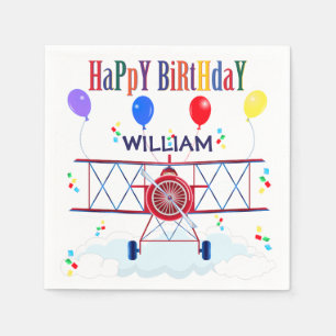 Vintage Airplane Aviator Birthday Party Napkin