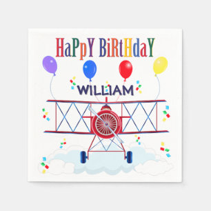Vintage Airplane Aviator Birthday Party Napkin
