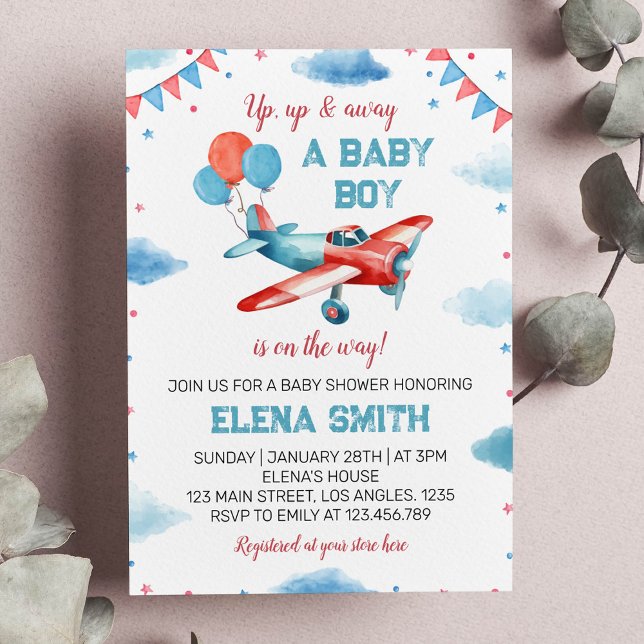 Vintage Airplane Baby Boy Baby Shower Invitation (Creator Uploaded)