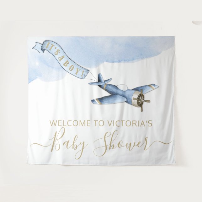 Vintage Airplane Baby Shower Backdrop XL Tapestry (Front (Horizontal))