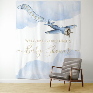 Vintage Airplane Baby Shower Backdrop XL Tapestry