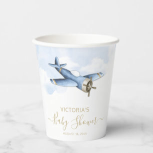 Vintage Airplane Baby Shower Paper Cups