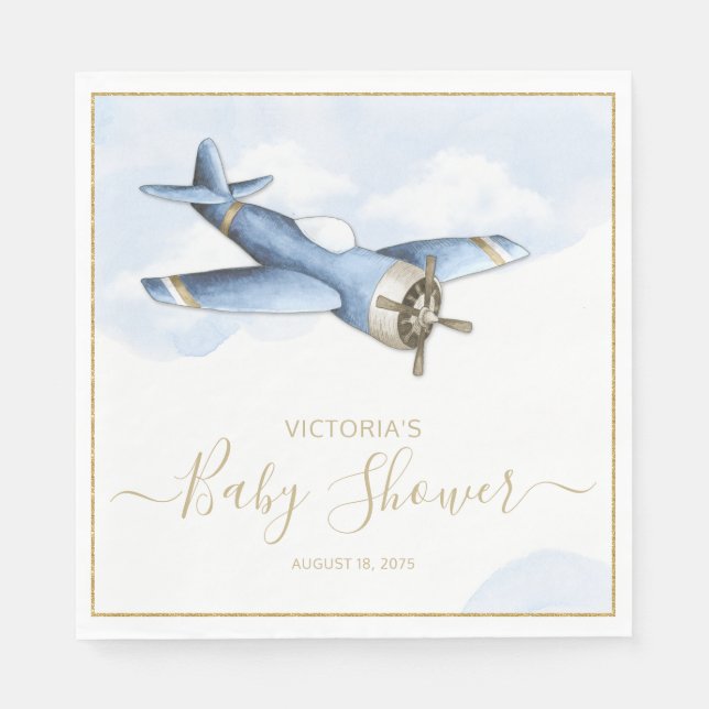 Vintage Airplane Baby Shower Paper Napkins