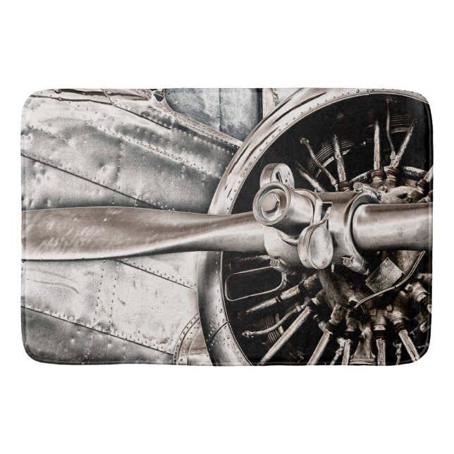 Vintage Airplane Bath Mat (Front)