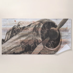 Vintage Airplane Beach Towel