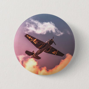 Vintage Airplane Beautiful Sky 2 Inch Round Button