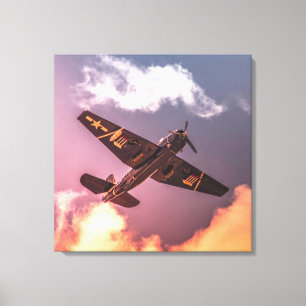 Vintage Airplane Beautiful Sky Canvas Print