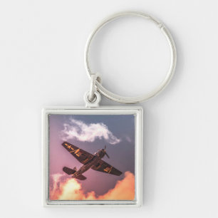 Vintage Airplane Beautiful Sky Keychain