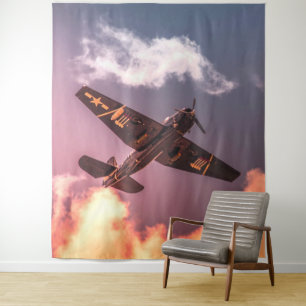 Vintage Airplane Beautiful Sky Tapestry