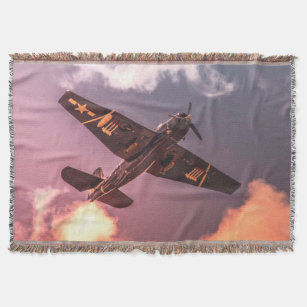 Vintage Airplane Beautiful Sky Throw Blanket