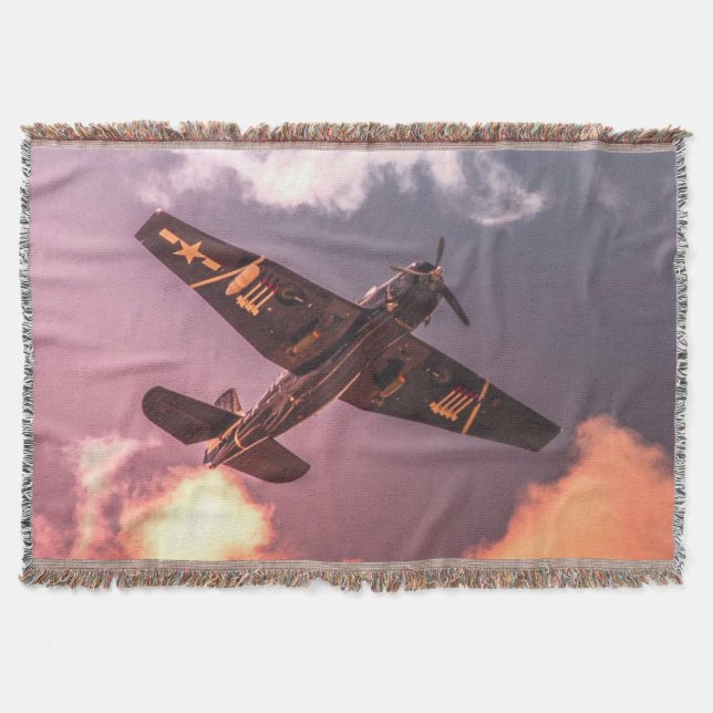 Vintage Airplane Beautiful Sky Throw Blanket (Front)