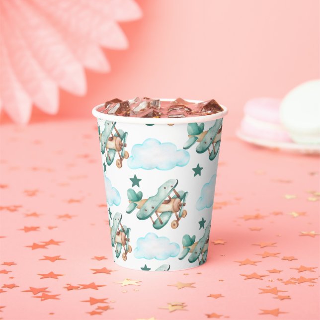 Vintage Airplane Birthday Party Napkins Paper Cups (Insitu)