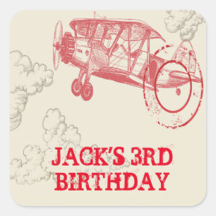 Vintage Airplane Birthday Party Stickers