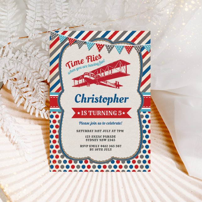 Vintage Airplane Birthday Pilot Adventure Invite (Creator Uploaded)