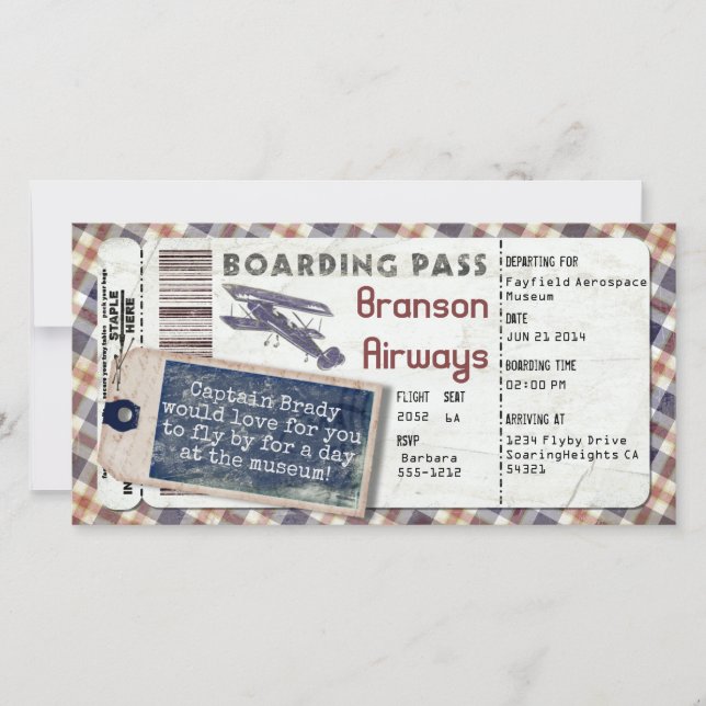 Vintage Airplane Boarding Pass 2 (Front)