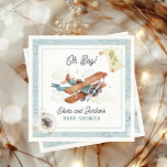 Vintage Airplane Boy Travel Baby Shower Napkin<br><div class="desc">Aviation Adventure Collection! 

Captures the essence of adventure and nostalgia with this aviation vintage airplane themed baby shower collection. 
Create a cohesive look with coordinating decor,  tableware,  and accessories.</div>