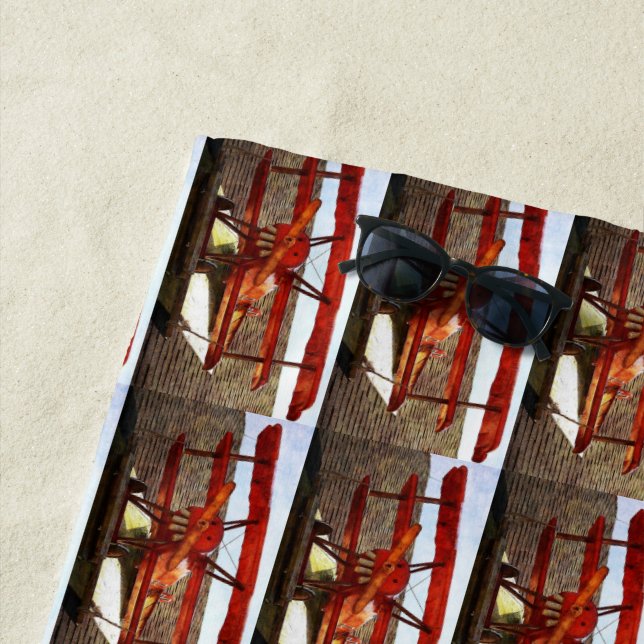 Vintage Airplane by Shirley Taylor Beach Towel (In Situ)