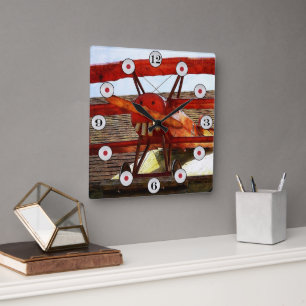 Vintage Airplane by Shirley Taylor Square Wall Clock