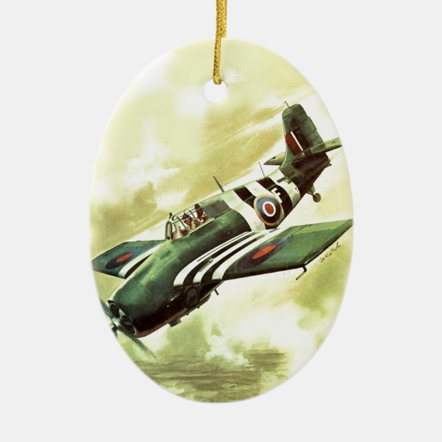 Vintage Airplane Ceramic Ornament (Front)