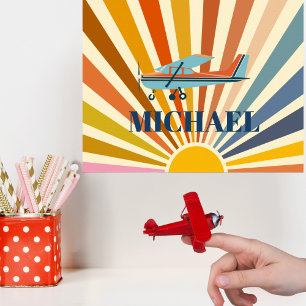 Vintage Airplane Cessna Retro Sunset Custom Poster