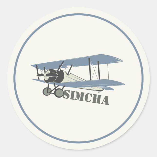 Vintage airplane  classic round sticker (Front)
