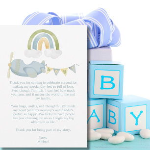 Vintage Airplane Clouds Baby Shower Thank You Card