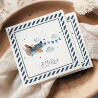 Vintage Airplane Clouds Watercolor Baby Shower