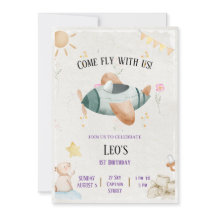 Vintage Airplane come fly with us Birthday card