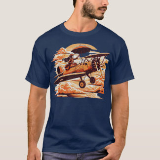 Vintage Airplane Design For Men Hus MomAnd Wife T-Shirt