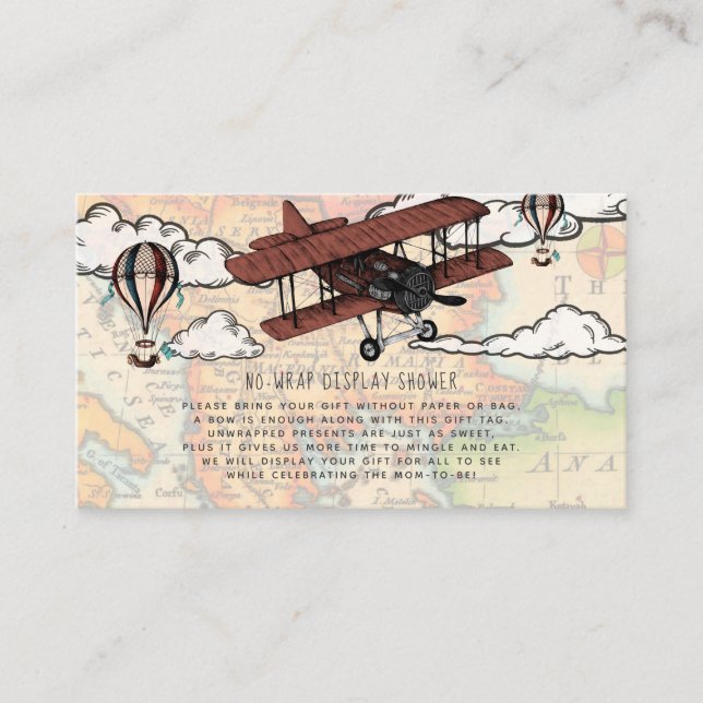 Vintage Airplane Display Shower Invitation Insert (Front)