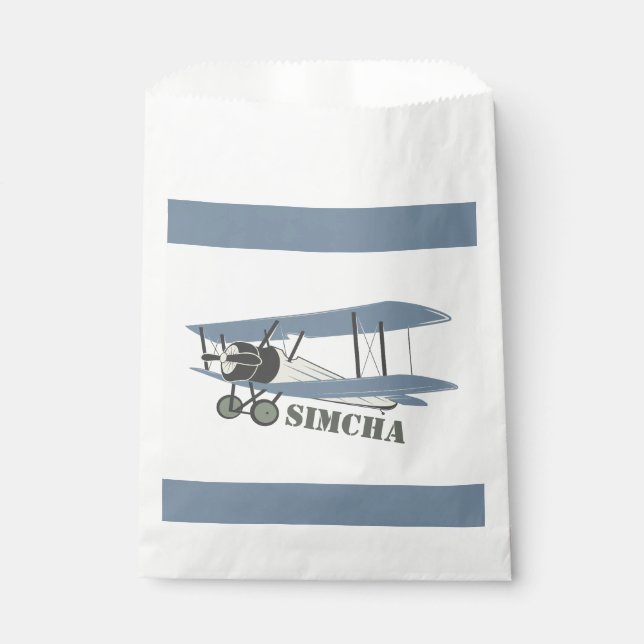 Vintage airplane  favour bag (Front)