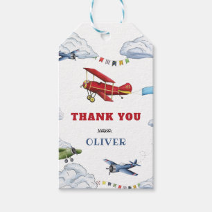 Vintage Airplane First Birthday Favour Tags
