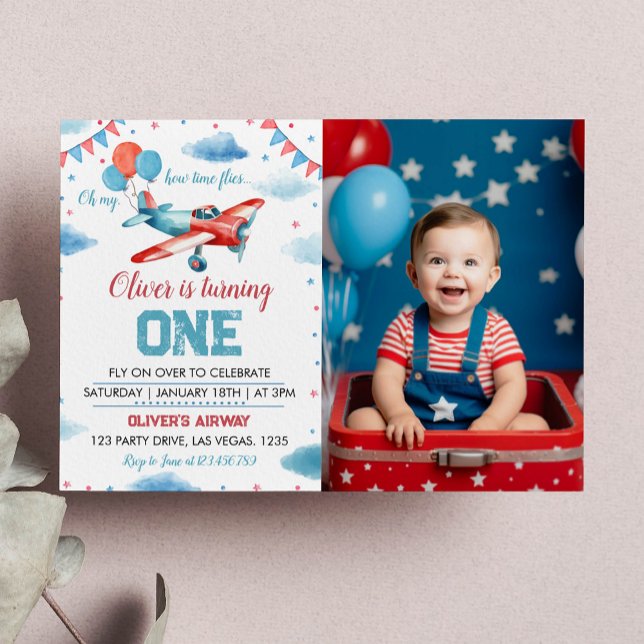 Vintage Airplane First Birthday Party Invitation (Creator Uploaded)