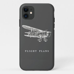 Vintage Airplane, Flight Plans iPhone 11 Case