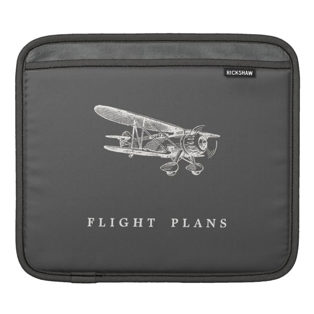 Vintage Airplane, Flight Plans iPad Sleeve (Front)
