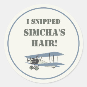 Vintage airplane "I snipped" Classic Round Sticker